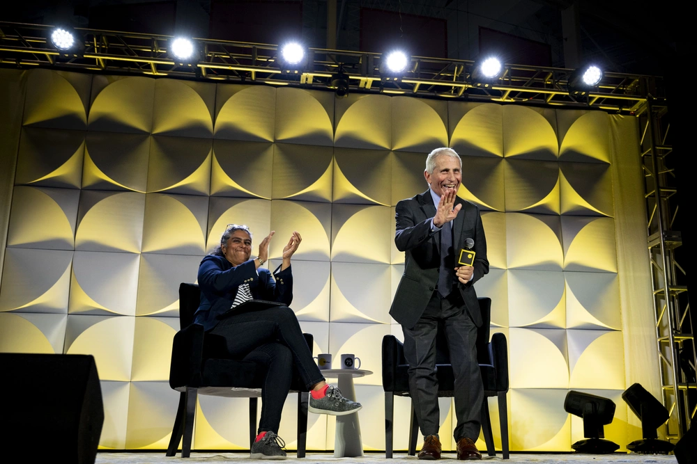 Meghna Chakrabarti and Dr. Anthony Fauci (photo credit: Bolt)